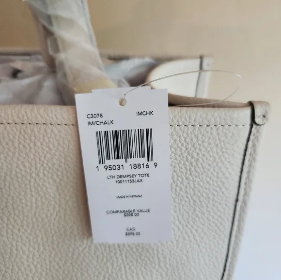 NWT Coach Dempsey Tote with Patch in Chalk - Picture 12 of 13